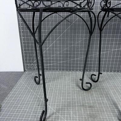 2 Iron Black Plant Stands 
