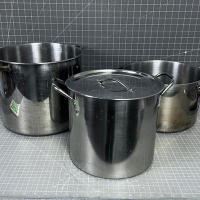 Stainless Stock Pots (3) Only 1 lid