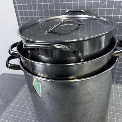 Stainless Stock Pots (3) Only 1 lid