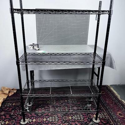 Bakers Rack With 4 Shelves on Wheels Short Black Rack 