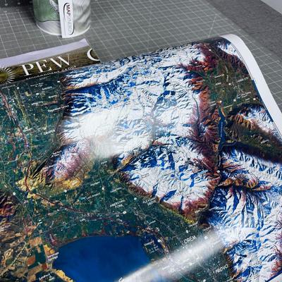 Color Arial of Salt Lake City, Snow Bird Resort and a Wilderness Map