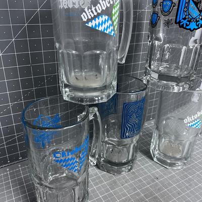 (5) Octoberfest Huge Glass Beer Mugs from SNOW BIRD