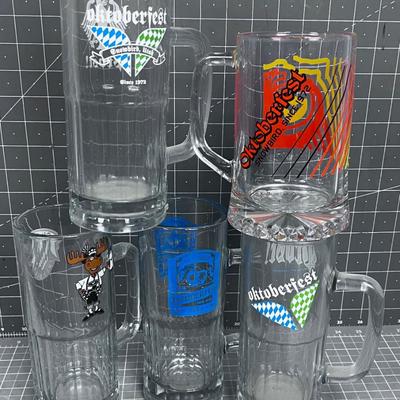 (5) Octoberfest Huge Glass Beer Mugs from SNOW BIRD