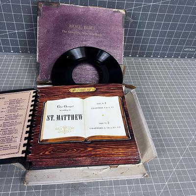 THE HOLY BIBLE On 45 rpm Vinyl Record. 