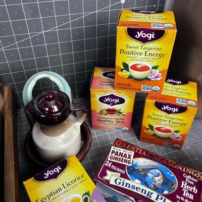 Tea and More Tea,  Teapot and Creamer Cup included. 
