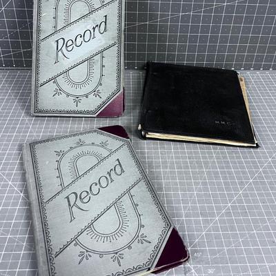 3 Scrap Books of News Paper Clippings and a Ledger 