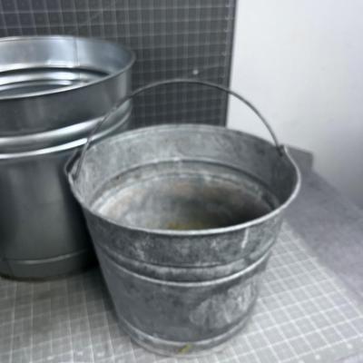 3 Galvanized Buckets 