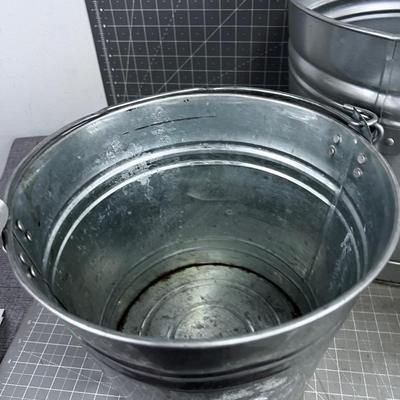 3 Galvanized Buckets 