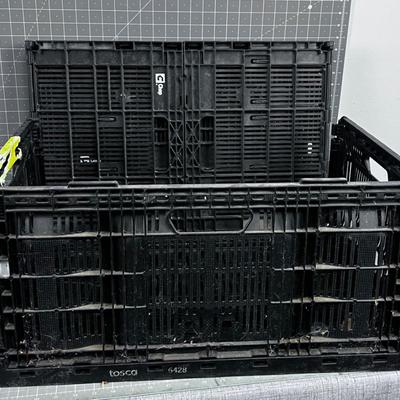 2 Black Folding Crates. 