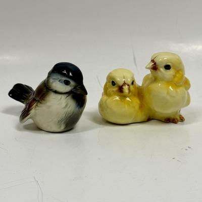 Vintage Goebel Yellow Chicks and Dark Blue Bird Figurines - West Germany