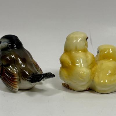 Vintage Goebel Yellow Chicks and Dark Blue Bird Figurines - West Germany
