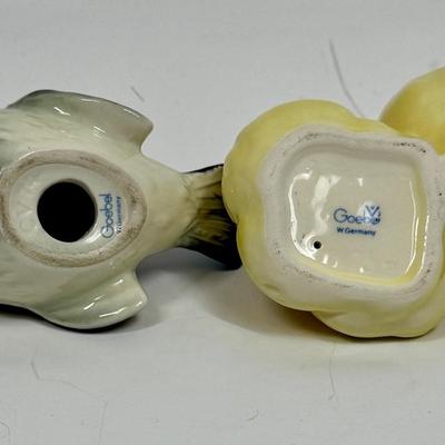 Vintage Goebel Yellow Chicks and Dark Blue Bird Figurines - West Germany