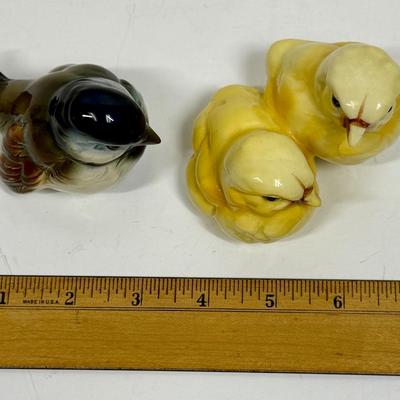 Vintage Goebel Yellow Chicks and Dark Blue Bird Figurines - West Germany