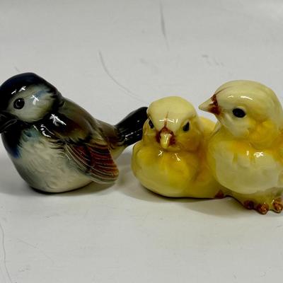 Vintage Goebel Yellow Chicks and Dark Blue Bird Figurines - West Germany