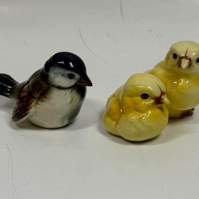 Vintage Goebel Yellow Chicks and Dark Blue Bird Figurines - West Germany