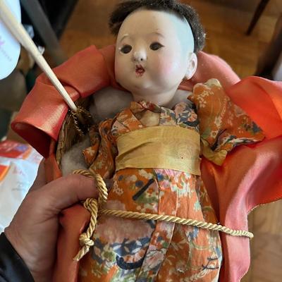 Sale Photo Thumbnail #25: Vintage oriental baby doll. Clothed in a Kimono.