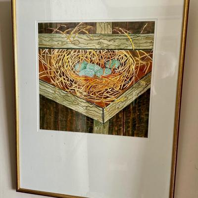 Nest with eggs watercolor