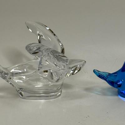 Sale Photo Thumbnail #488: Princess House Crystal Art Glass Turtle Dove Bowl Candy Trinket Dish Bird and Terra Studios glass Bluebird of Happiness. Both in good condition.