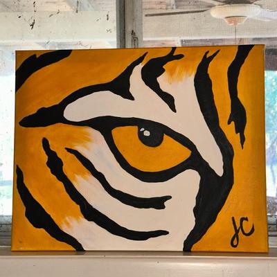 Hand painted tiger eye on canvas