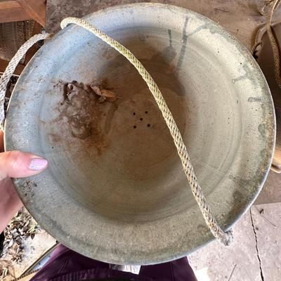 Sale Photo Thumbnail #57: Pottery hanging basket.