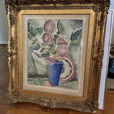 Flower watercolor in ornate frame