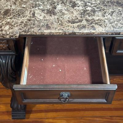 LOT 3: 2 Drawer Marble Top Hall Table