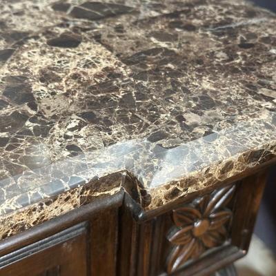 LOT 3: 2 Drawer Marble Top Hall Table