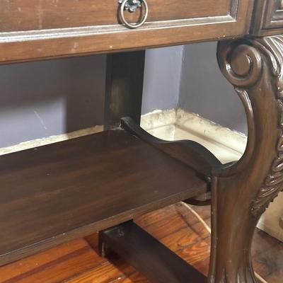 LOT 3: 2 Drawer Marble Top Hall Table