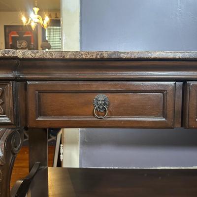 LOT 3: 2 Drawer Marble Top Hall Table