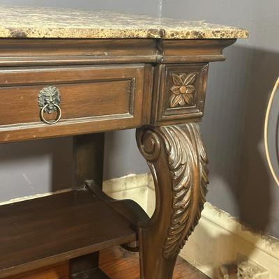 LOT 3: 2 Drawer Marble Top Hall Table