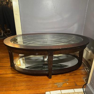LOT 4L: Two Round End Tables w/ Matching Coffee Table