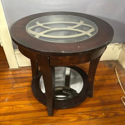 LOT 4L: Two Round End Tables w/ Matching Coffee Table