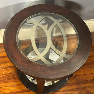 LOT 4L: Two Round End Tables w/ Matching Coffee Table