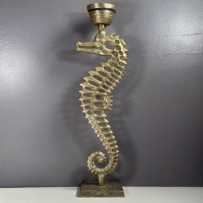 LOT 8D: 22” Aluminum Seahorse Candle Holder