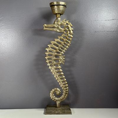 LOT 8D: 22” Aluminum Seahorse Candle Holder