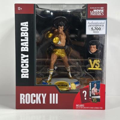 LOT 9D: Mcfarlane Movie Maniacs Rocky 3 Rocky Balboa & Clubber Lang Figures NIB
