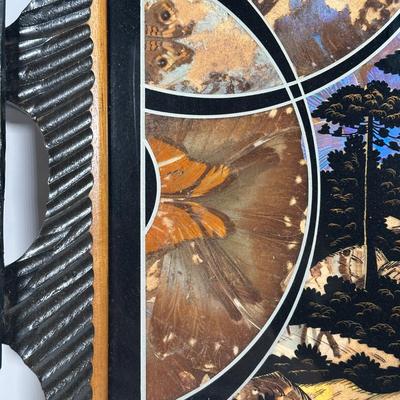 LOT 11D: Vintage Butterfly Inlaid Serving Tray