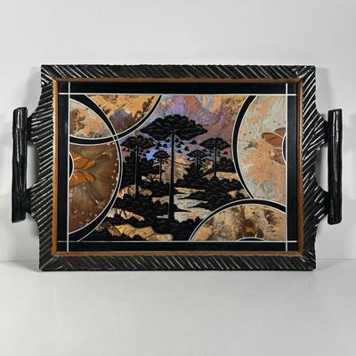 LOT 11D: Vintage Butterfly Inlaid Serving Tray
