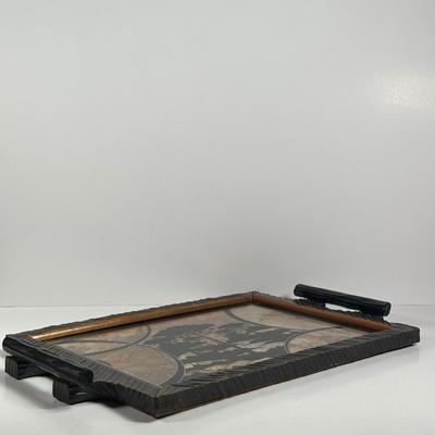 LOT 11D: Vintage Butterfly Inlaid Serving Tray