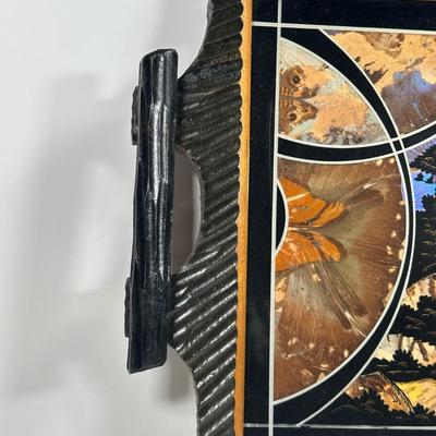 LOT 11D: Vintage Butterfly Inlaid Serving Tray