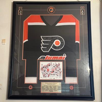 LOT 14D: Philadelphia Flyers 1974 & 1975 Stanley Cup Champions Signed & Framed Jersey