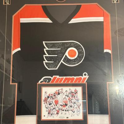 LOT 14D: Philadelphia Flyers 1974 & 1975 Stanley Cup Champions Signed & Framed Jersey