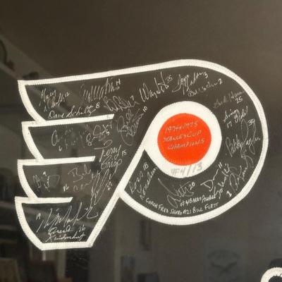LOT 14D: Philadelphia Flyers 1974 & 1975 Stanley Cup Champions Signed & Framed Jersey