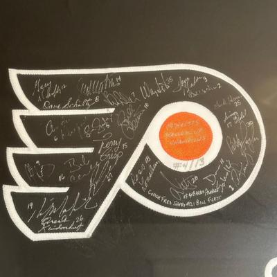LOT 14D: Philadelphia Flyers 1974 & 1975 Stanley Cup Champions Signed & Framed Jersey