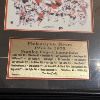 LOT 14D: Philadelphia Flyers 1974 & 1975 Stanley Cup Champions Signed & Framed Jersey