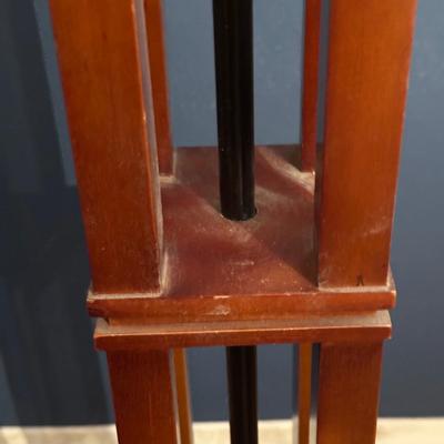 LOT 15L: Arts & Crafts Style Stained Glass & Wood Floor Lamp