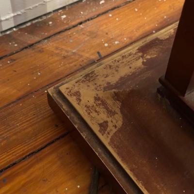 LOT 15L: Arts & Crafts Style Stained Glass & Wood Floor Lamp