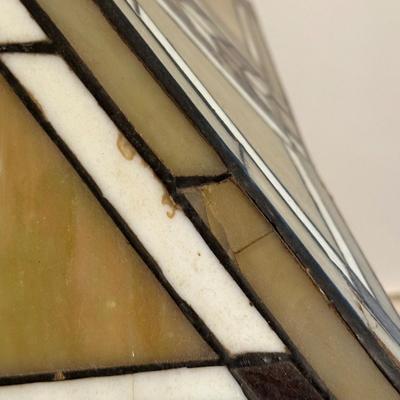 LOT 15L: Arts & Crafts Style Stained Glass & Wood Floor Lamp