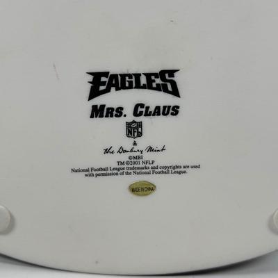 LOT 18D: The Danbury Mint Philadelphia Eagles Santa & Mrs Claus Figurines