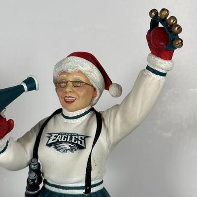 LOT 18D: The Danbury Mint Philadelphia Eagles Santa & Mrs Claus Figurines